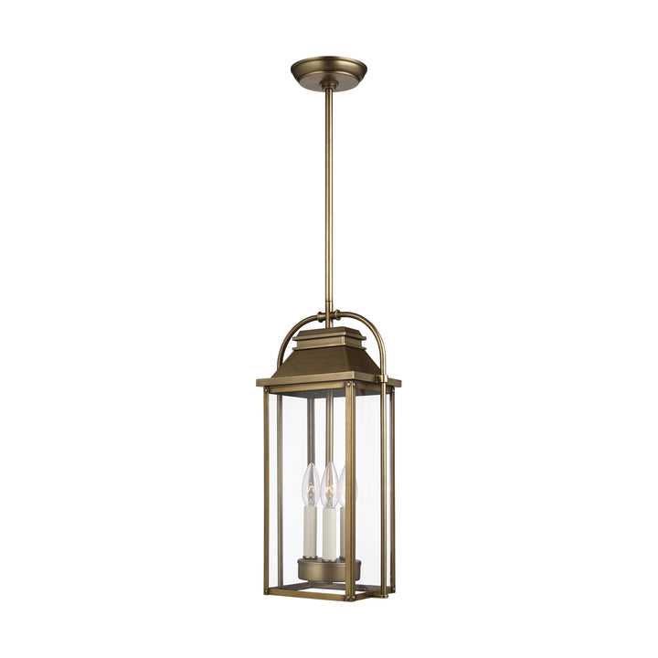 Wellsworth Three Light Pendant in Painted Distressed Brass - available from The Lighting Shoppe, trusted by Canadian homeowners