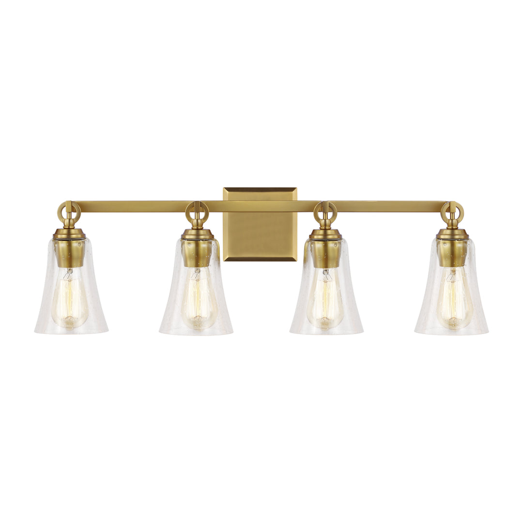 Monterro Four Light Vanity in Burnished Brass - available from The Lighting Shoppe, trusted by Canadian homeowners