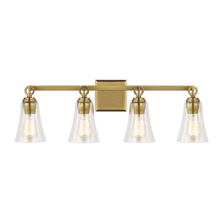 Monterro Four Light Vanity in Burnished Brass - available from The Lighting Shoppe, trusted by Canadian homeowners