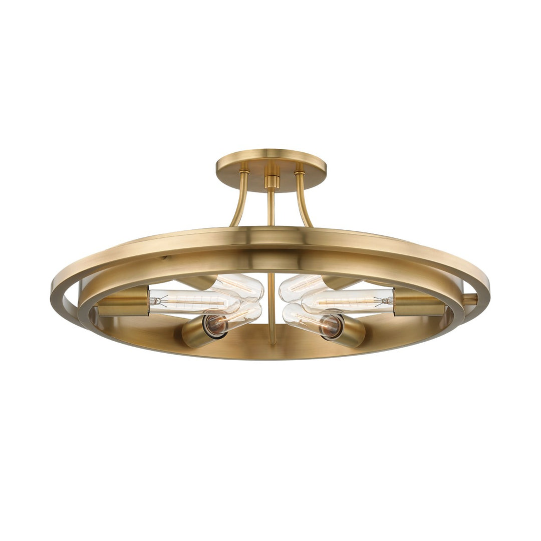 Chambers Six Light Semi Flush Mount in Aged Brass - available from The Lighting Shoppe, trusted by Canadian homeowners