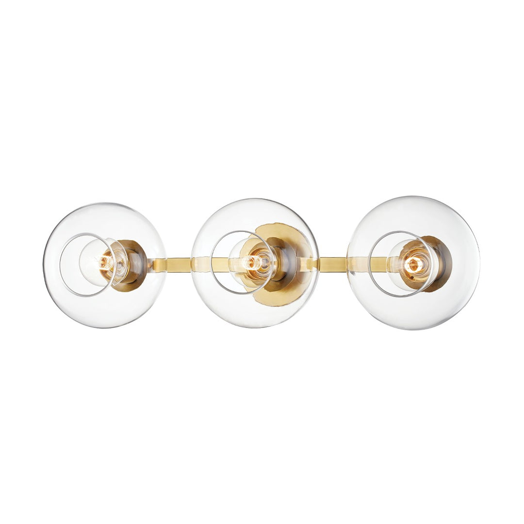 Margot Three Light Wall Sconce in Aged Brass - available from The Lighting Shoppe, trusted by Canadian homeowners