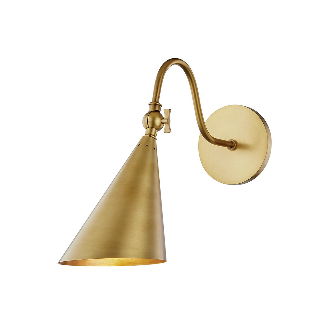 Lupe One Light Wall Sconce in Aged Brass - available from The Lighting Shoppe, trusted by Canadian homeowners