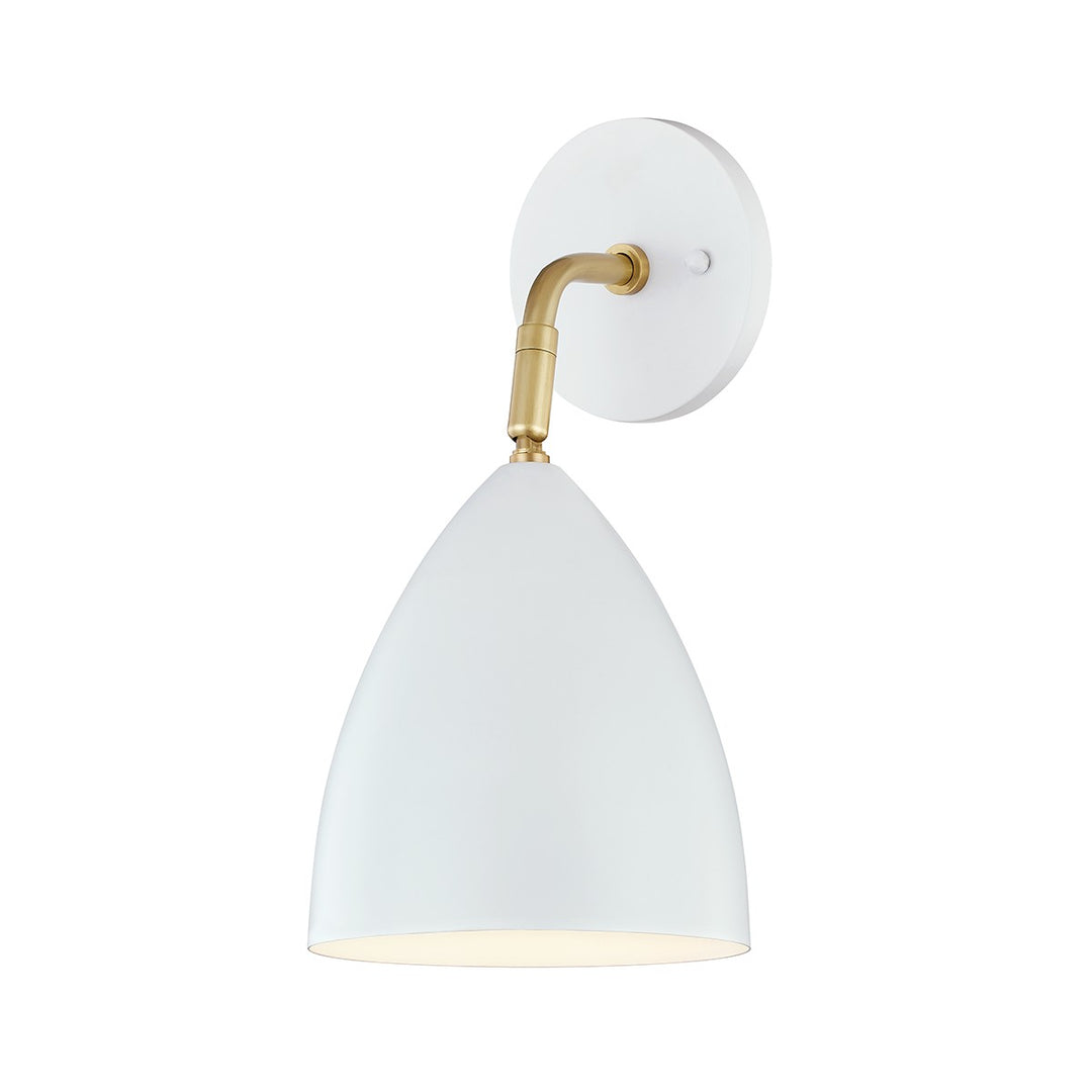 Gia One Light Wall Sconce in Aged Brass/Soft Off White - available from The Lighting Shoppe, trusted by Canadian homeowners