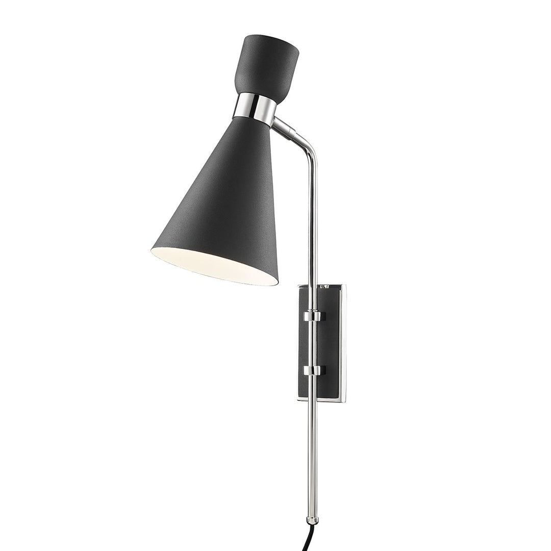 Willa One Light Wall Sconce in Polished Nickel/Black - available from The Lighting Shoppe, trusted by Canadian homeowners