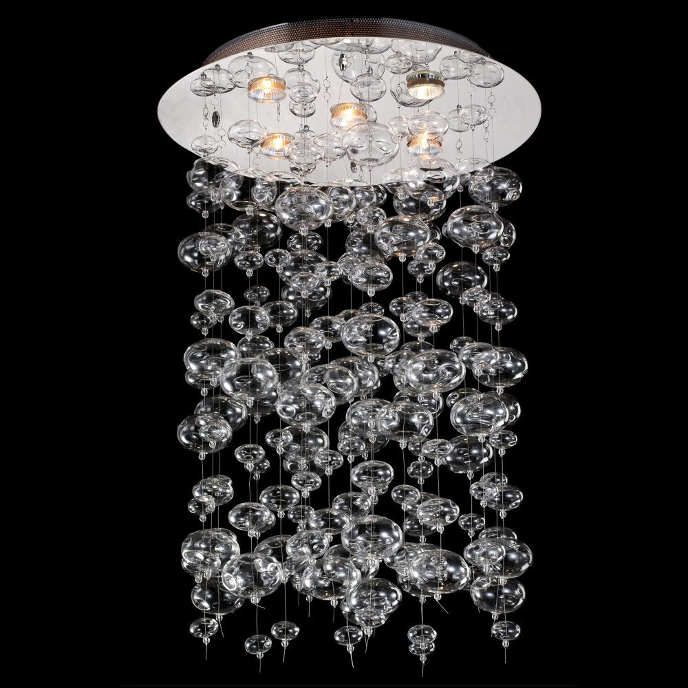 Bubble SLass Seven Light Close to Ceiling in Chrome - available from The Lighting Shoppe, trusted by Canadian homeowners