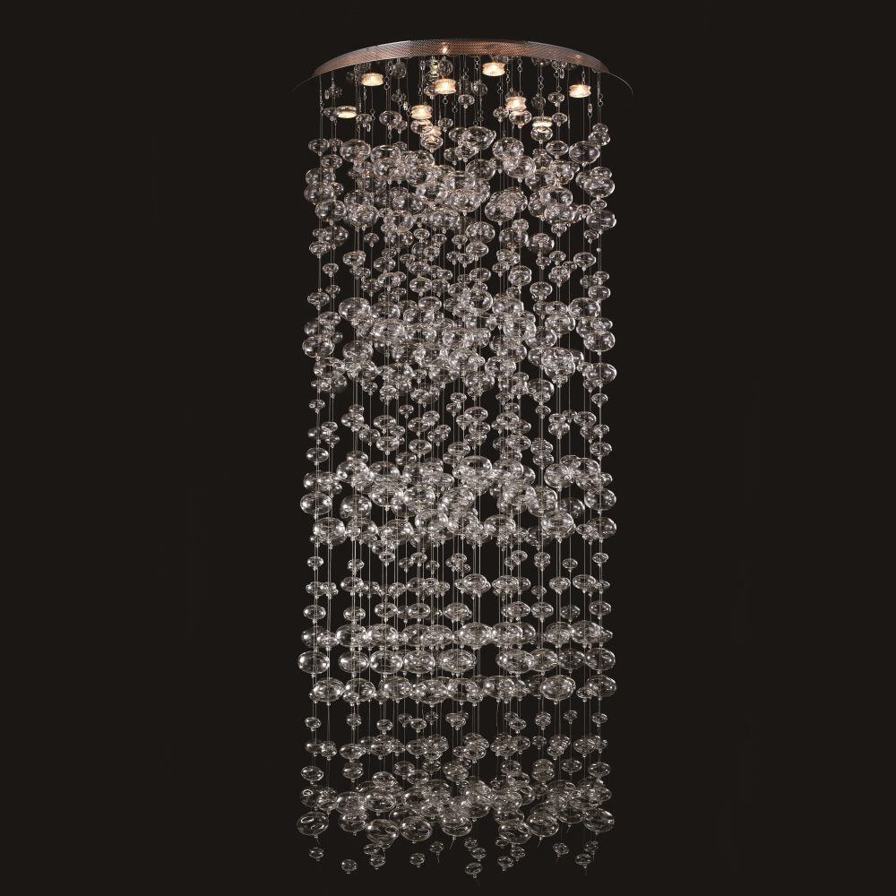 Bubble SLass Nine Light Chandelier in Chrome - available from The Lighting Shoppe, trusted by Canadian homeowners
