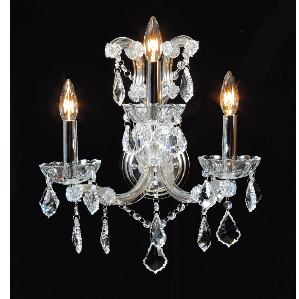 Maria Teresa Classic Three Light Wall Sconce in Chrome - available from The Lighting Shoppe, trusted by Canadian homeowners
