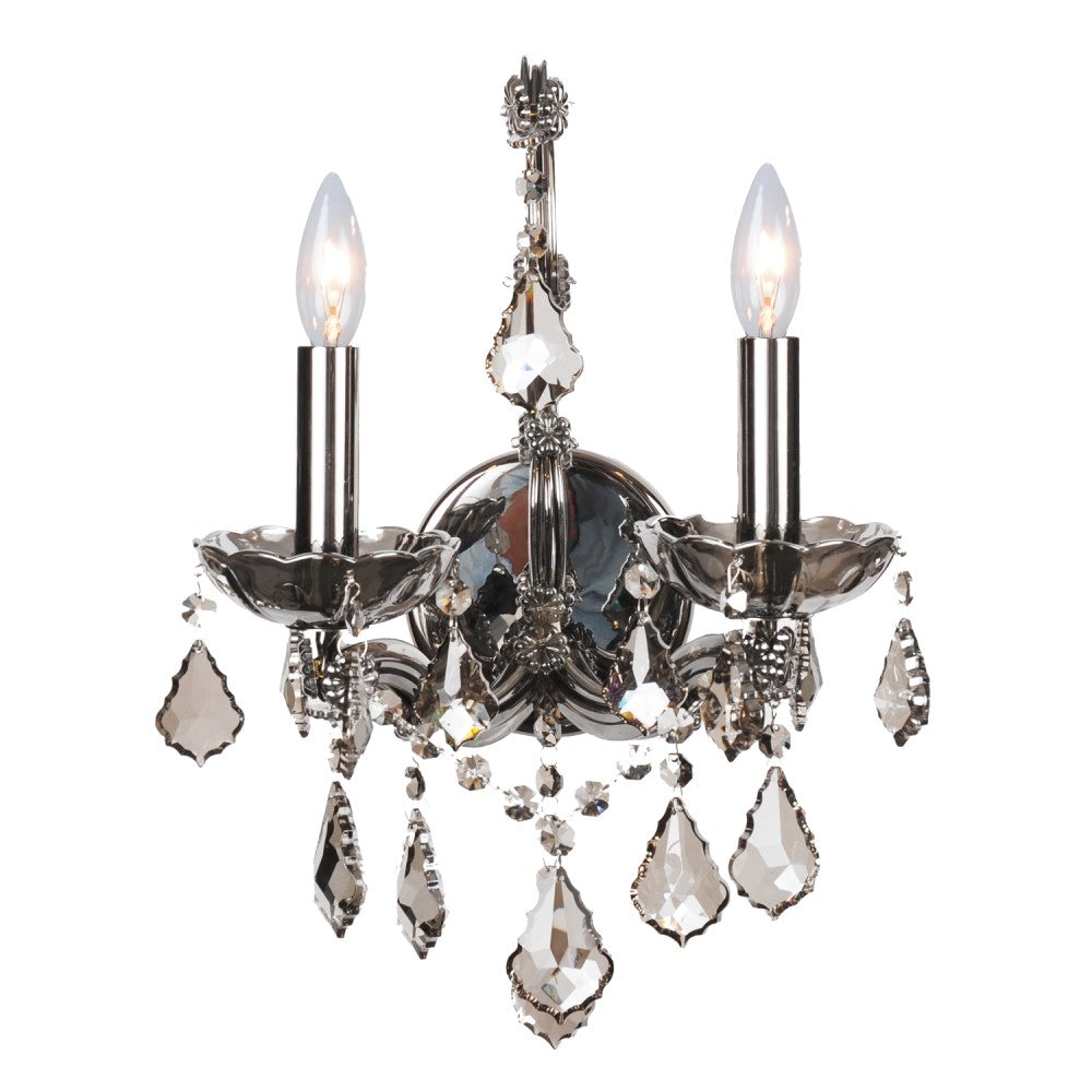 Maria Teresa Smoke Two Light Wall Sconce in Chrome/Smoke Crystal - available from The Lighting Shoppe, trusted by Canadian homeowners