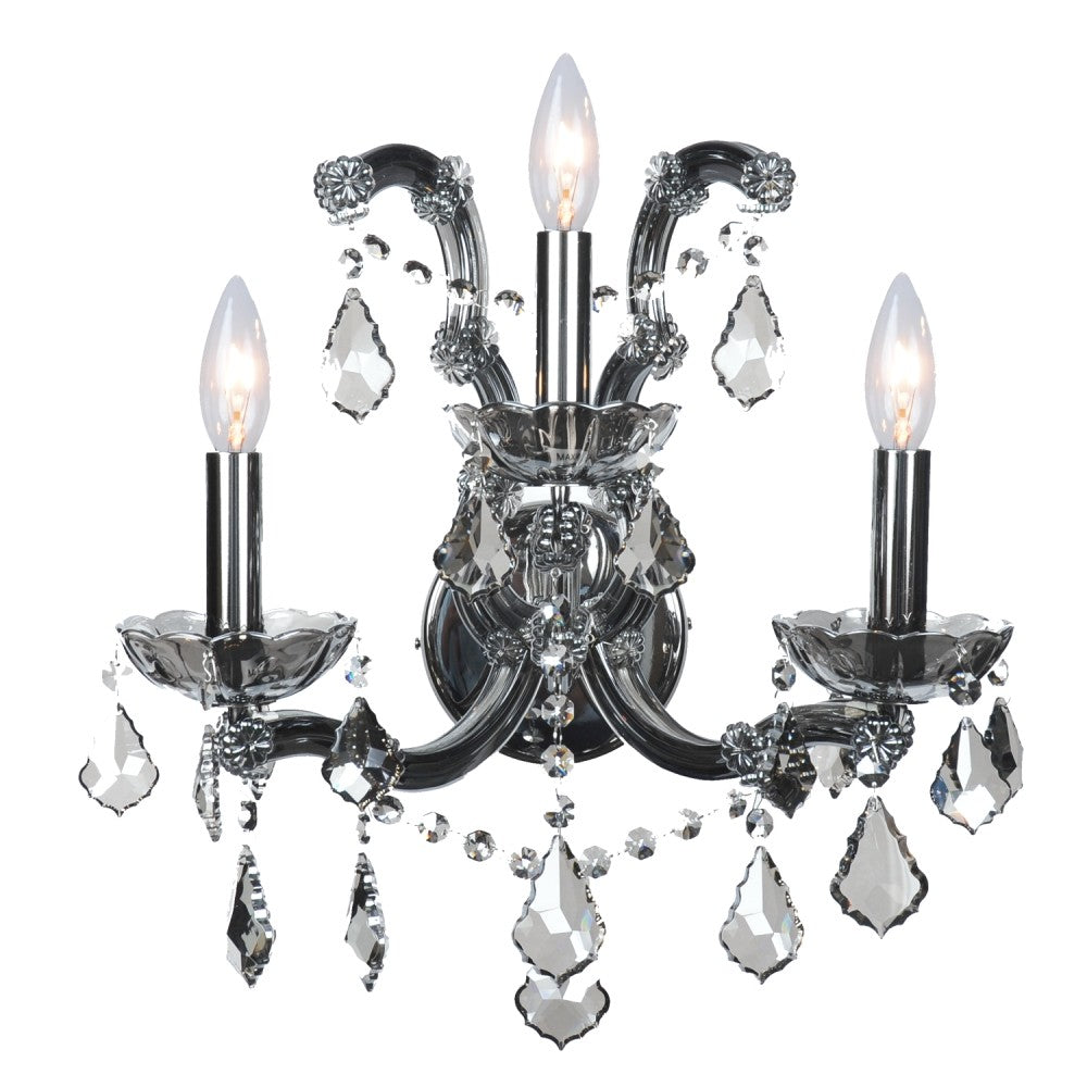 Maria Teresa Smoke Three Light Wall Sconce in Chrome/Smoke Crystal - available from The Lighting Shoppe, trusted by Canadian homeowners