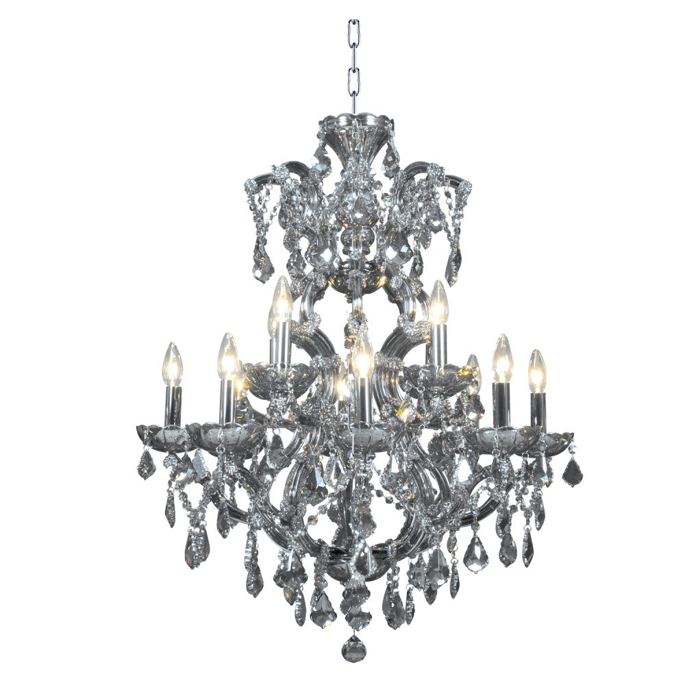 Maria Teresa Smoke 12 Light Chandelier in Chrome/Smoke Crystal - available from The Lighting Shoppe, trusted by Canadian homeowners