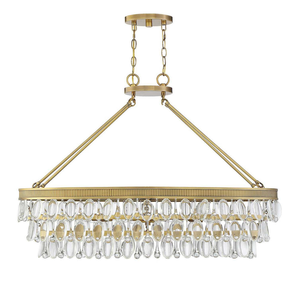 Windham Eight Light Linear Chandelier in Warm Brass Savoy House