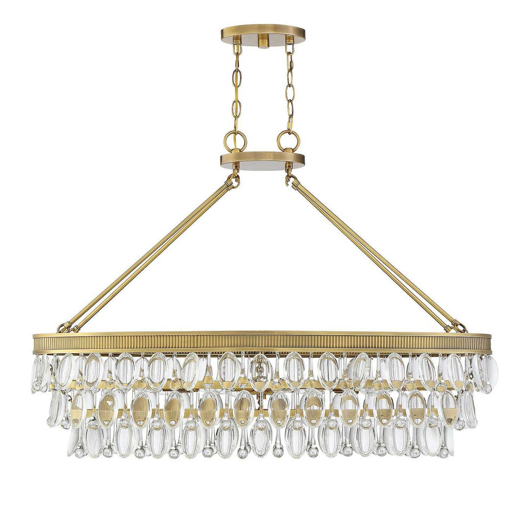 Windham Eight Light Linear Chandelier in Warm Brass Savoy House
