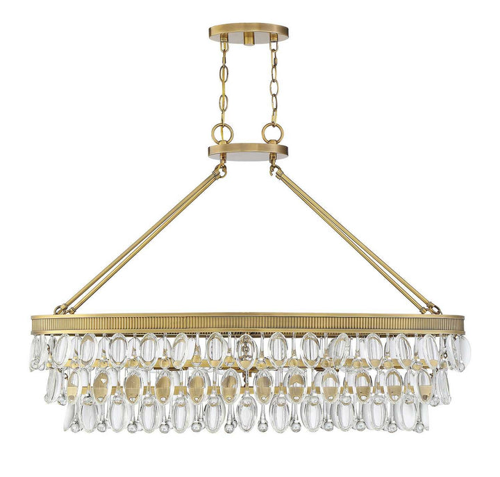 Windham Eight Light Linear Chandelier in Warm Brass Savoy House