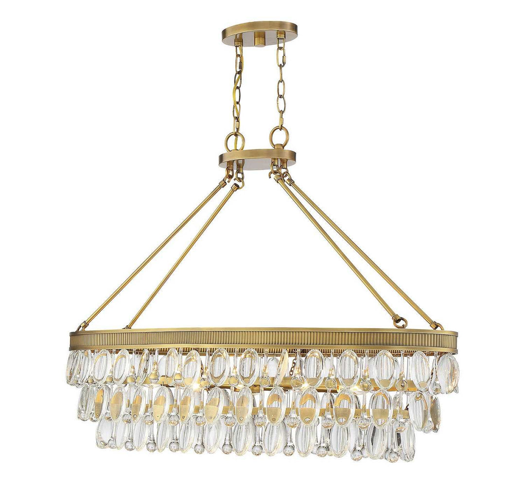 Windham Eight Light Linear Chandelier in Warm Brass Savoy House