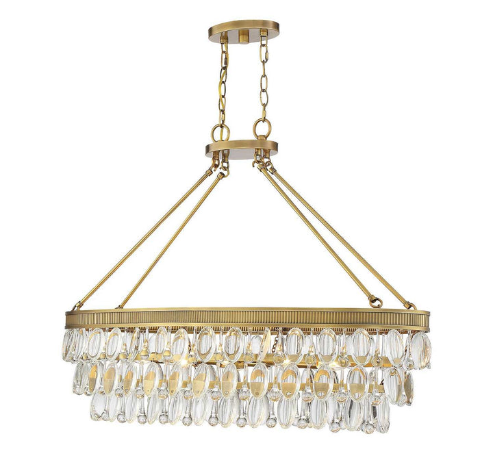 Windham Eight Light Linear Chandelier in Warm Brass Savoy House