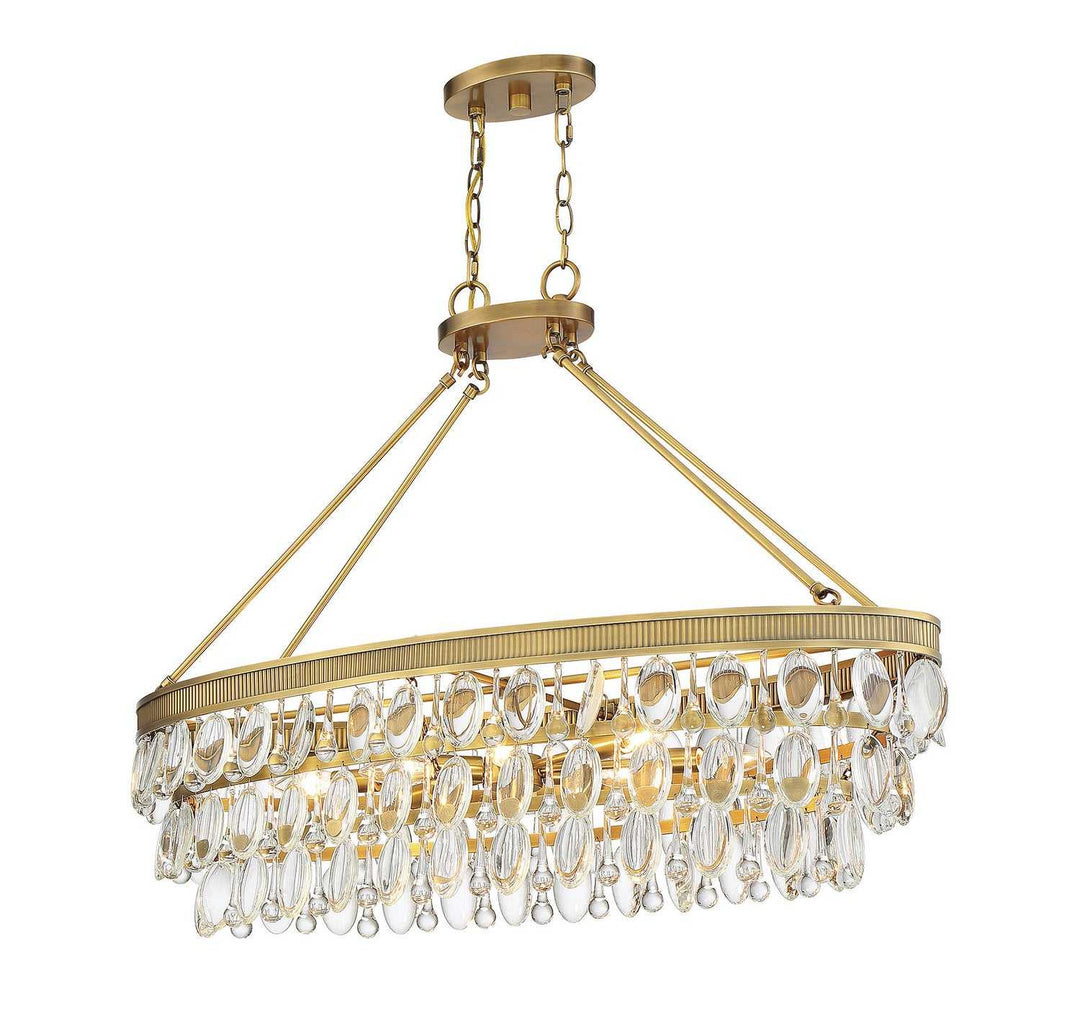 Windham Eight Light Linear Chandelier in Warm Brass Savoy House