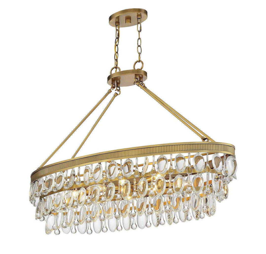 Windham Eight Light Linear Chandelier in Warm Brass Savoy House