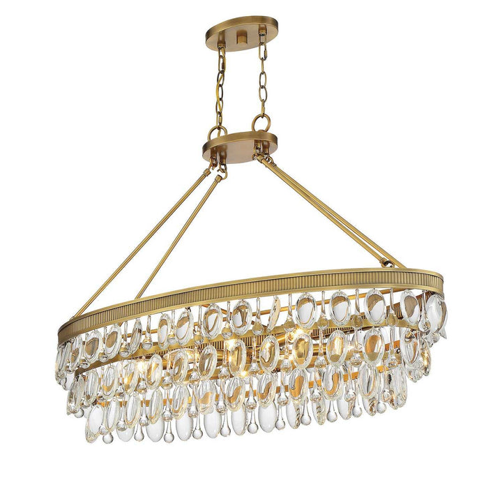 Windham Eight Light Linear Chandelier in Warm Brass Savoy House