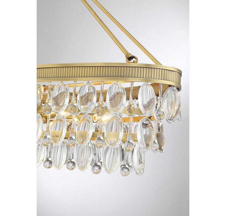 Windham Eight Light Linear Chandelier in Warm Brass Savoy House
