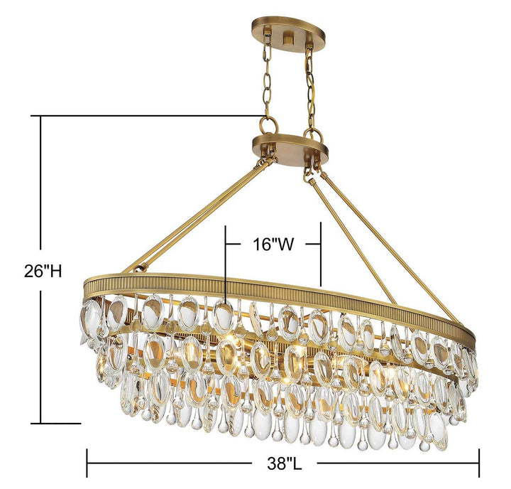 Windham Eight Light Linear Chandelier in Warm Brass Savoy House