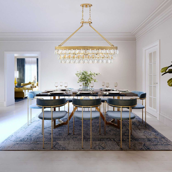 Windham Eight Light Linear Chandelier in Warm Brass Savoy House