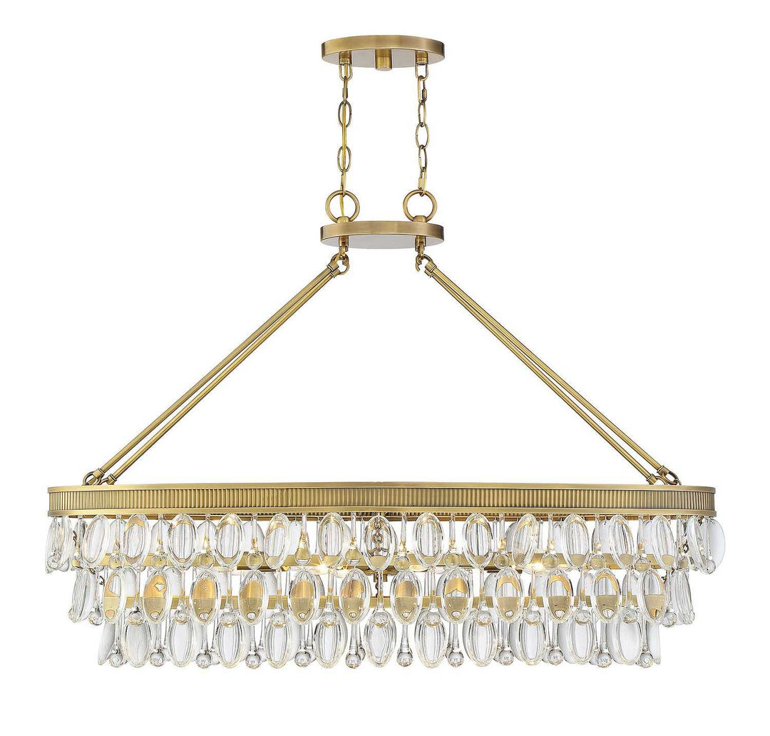 Windham Eight Light Linear Chandelier in Warm Brass Savoy House