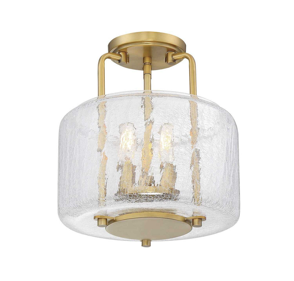 Avalon Three Light Semi-Flush Mount in Warm Brass Savoy House