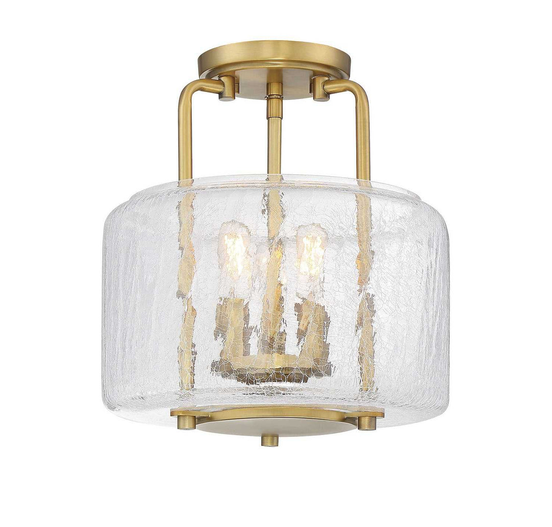 Avalon Three Light Semi-Flush Mount in Warm Brass Savoy House