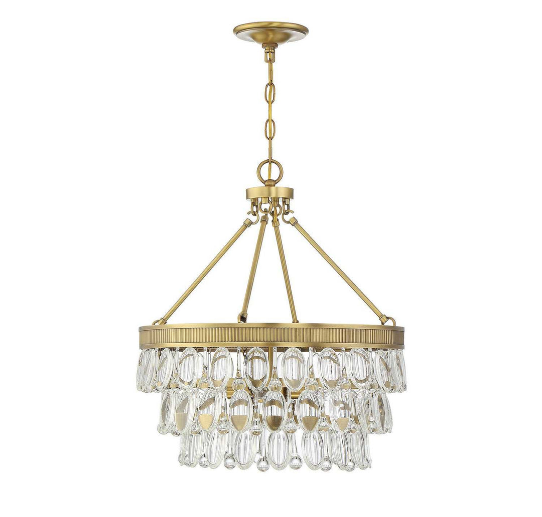 Windham Four Light Pendant in Warm Brass Savoy House