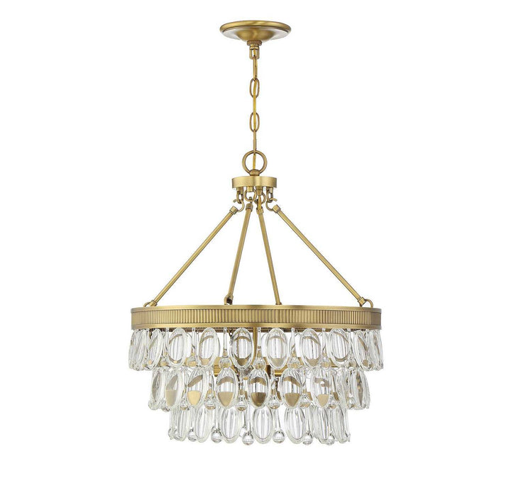 Windham Four Light Pendant in Warm Brass Savoy House