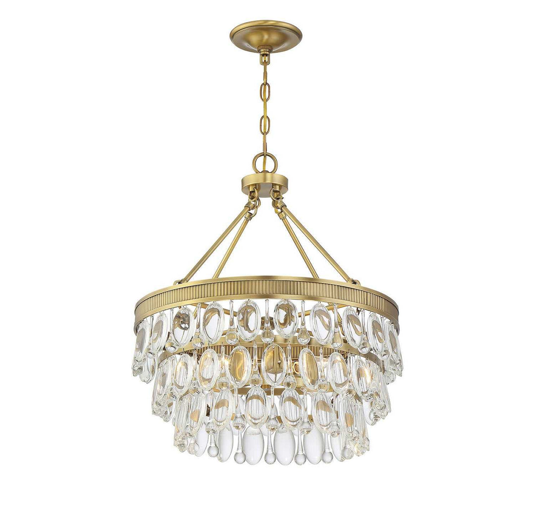 Windham Four Light Pendant in Warm Brass Savoy House