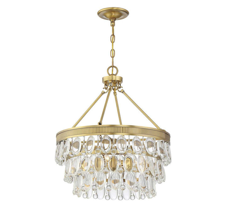 Windham Four Light Pendant in Warm Brass Savoy House