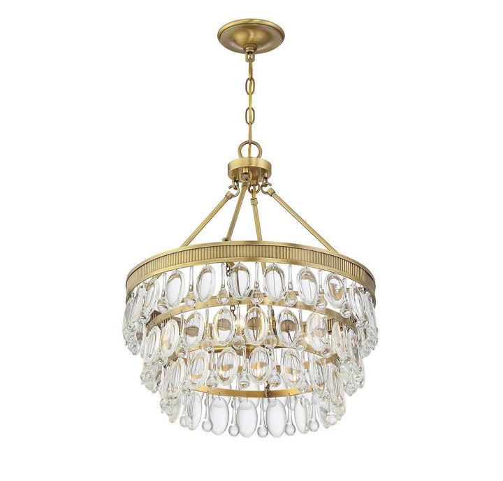 Windham Four Light Pendant in Warm Brass Savoy House