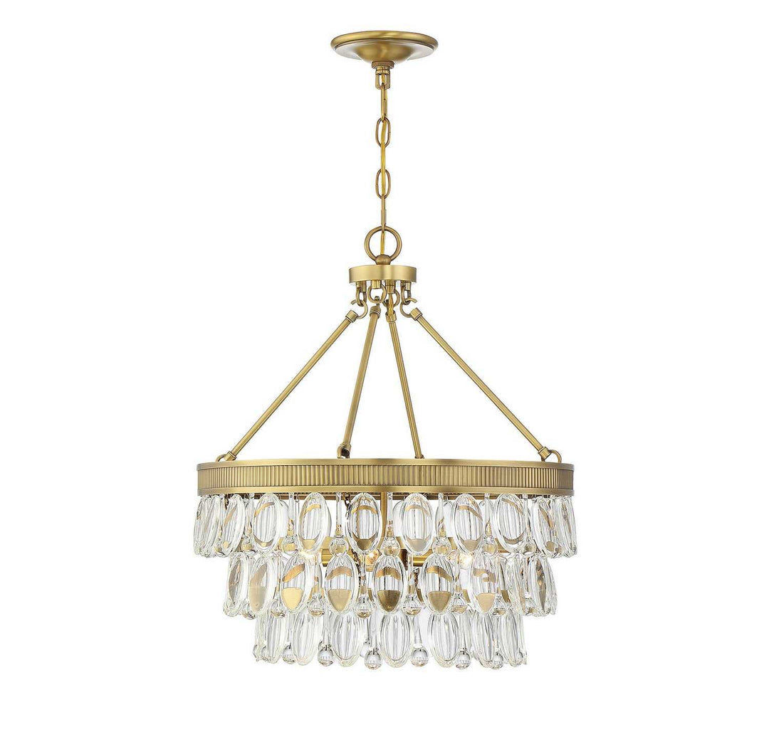 Windham Four Light Pendant in Warm Brass Savoy House