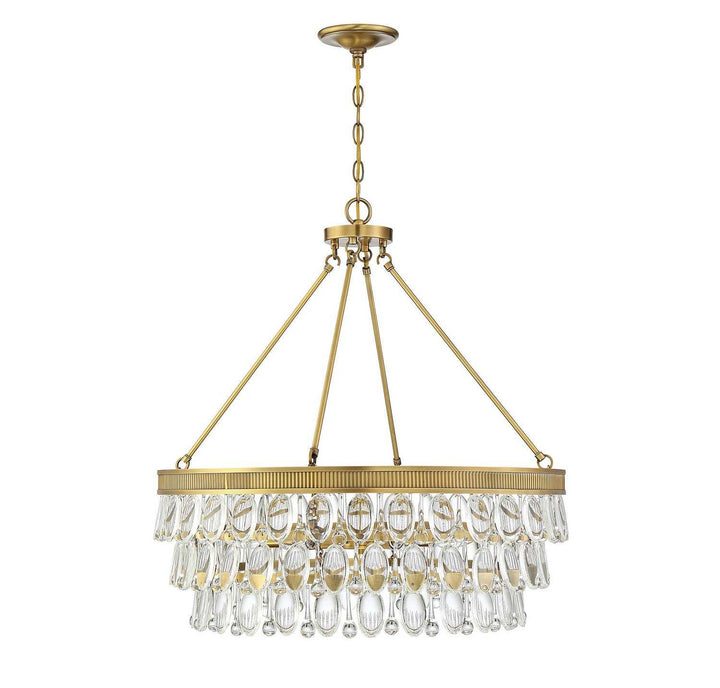 Windham Six Light Pendant in Warm Brass Savoy House