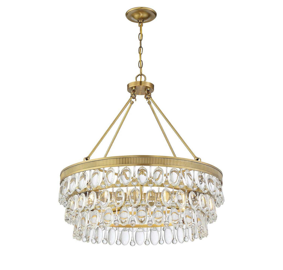 Windham Six Light Pendant in Warm Brass Savoy House