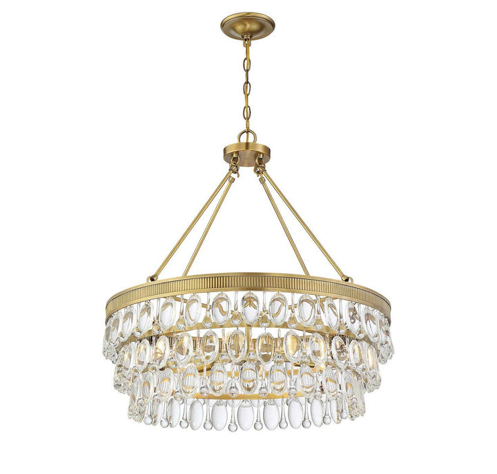 Windham Six Light Pendant in Warm Brass Savoy House