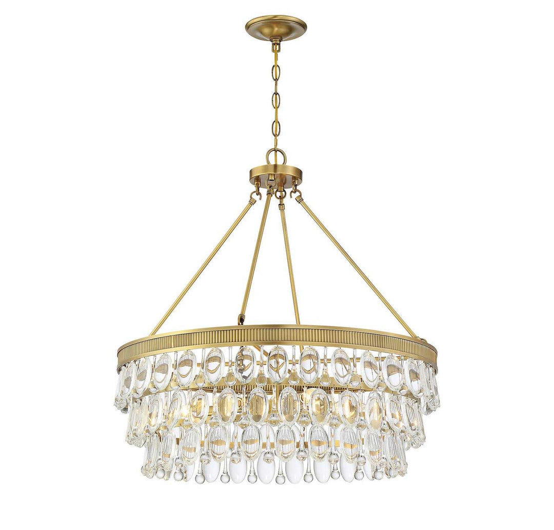 Windham Six Light Pendant in Warm Brass Savoy House