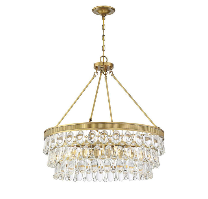 Windham Six Light Pendant in Warm Brass Savoy House