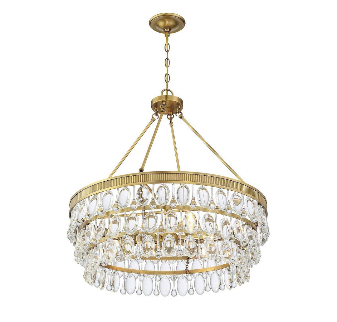 Windham Six Light Pendant in Warm Brass Savoy House