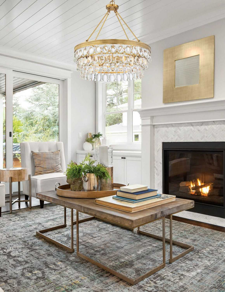 Windham Six Light Pendant in Warm Brass Savoy House