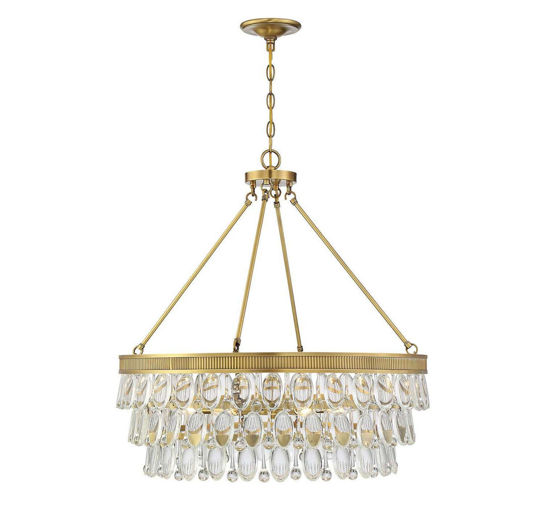 Windham Six Light Pendant in Warm Brass Savoy House