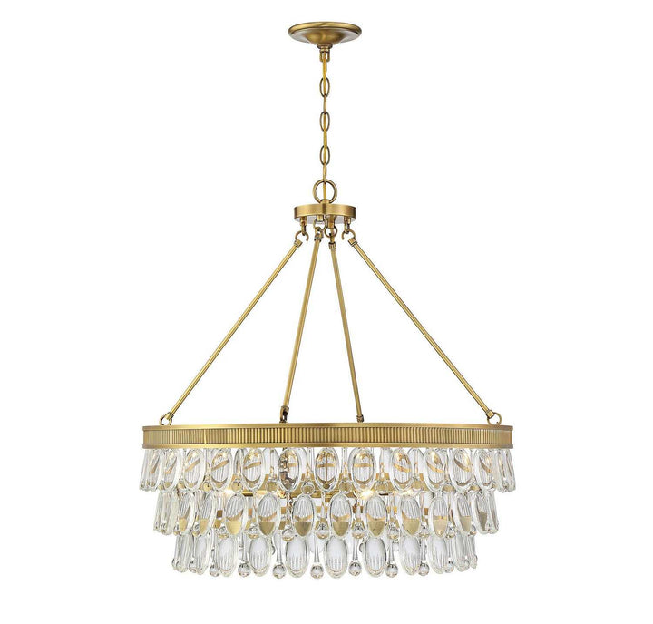 Windham Six Light Pendant in Warm Brass Savoy House