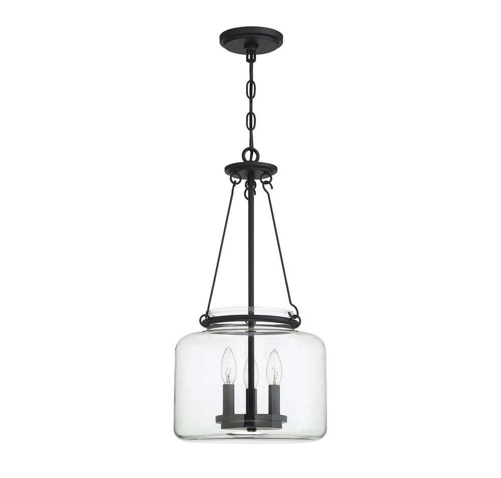Akron Three Light Pendant in Matte Black Savoy House