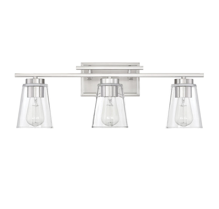 Calhoun Three Light Bathroom Vanity in Satin Nickel Savoy House