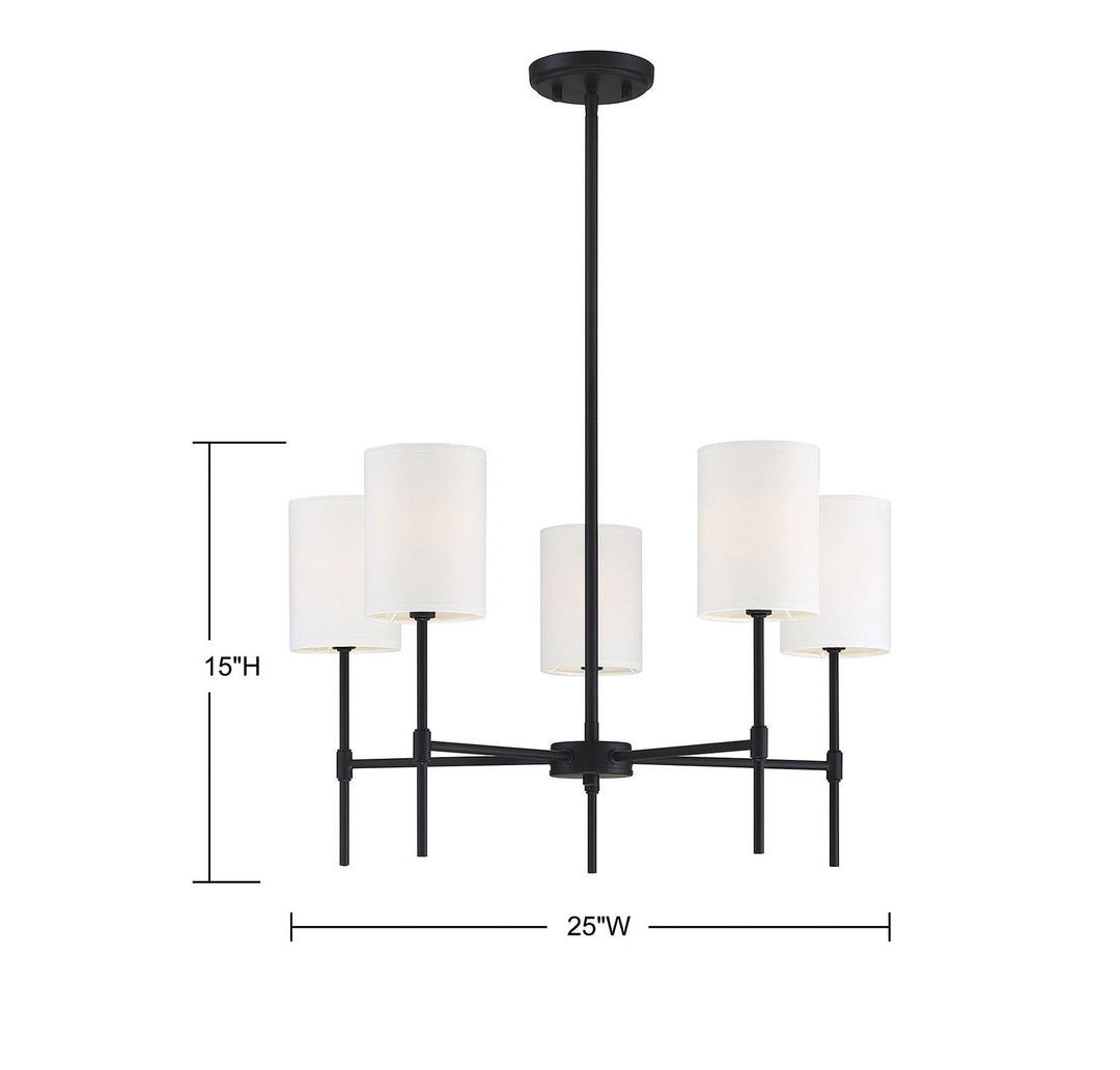Meridian - M10067MBK - Five Light Chandelier - Mchan - Matte Black