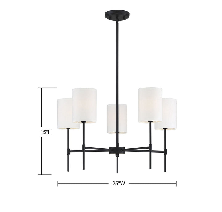 Meridian - M10067MBK - Five Light Chandelier - Mchan - Matte Black