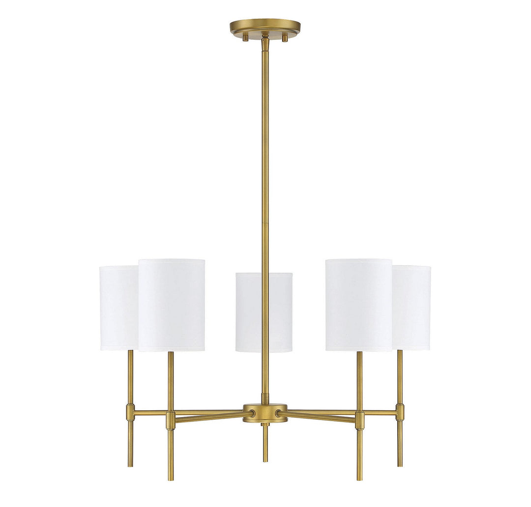 Meridian - M10067NB - Five Light Chandelier - Mchan - Natural Brass