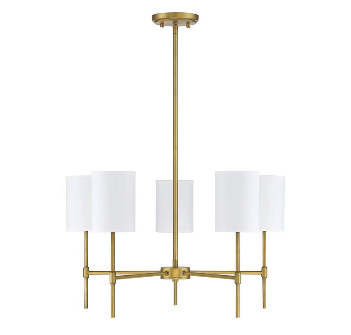 Meridian - M10067NB - Five Light Chandelier - Mchan - Natural Brass