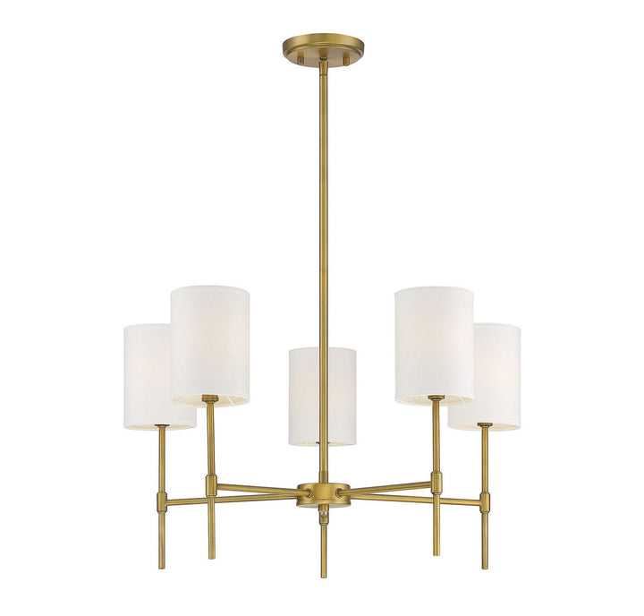 Meridian - M10067NB - Five Light Chandelier - Mchan - Natural Brass